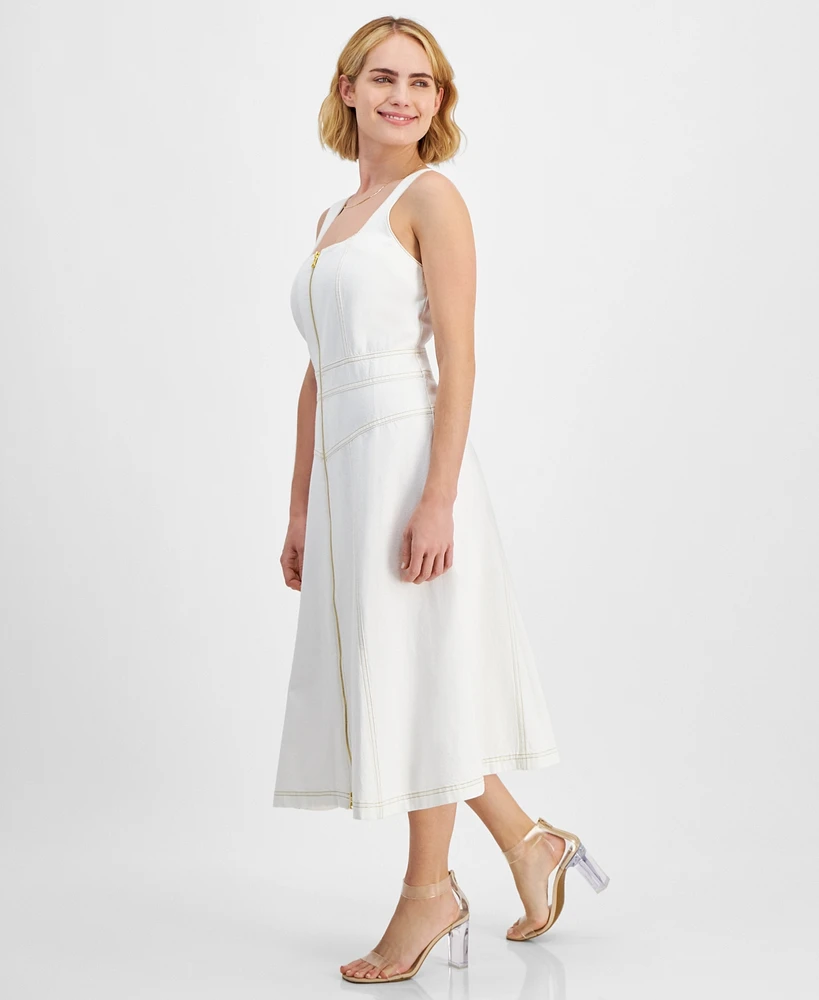 I.n.c. International Concepts Petite Zippered-Front Denim Dress, Created for Macy's