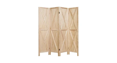 Slickblue 5.6 Ft 4 Panels Folding Wooden Room Divider