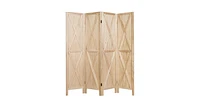 Slickblue 5.6 Ft 4 Panels Folding Wooden Room Divider