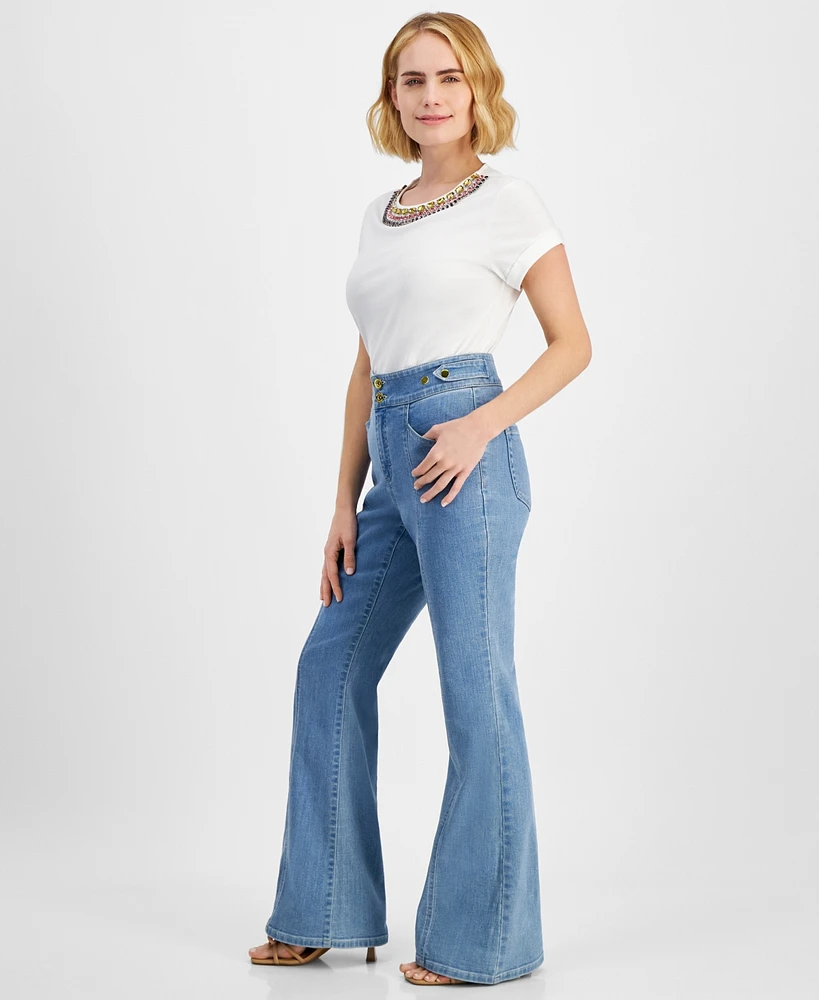 I.n.c. International Concepts Petite Flare-Leg Front-Seam Jeans, Created for Macy's