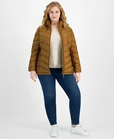 Charter Club Plus Packable Hooded Puffer Coat, Created for Macy's