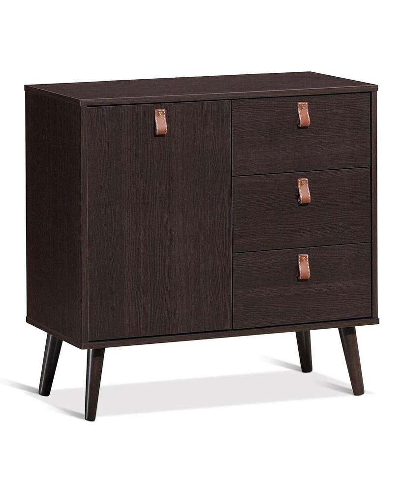 Slickblue 3-drawer Sideboard Storage Display Cabinet-Brown