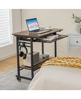 Slickblue Home Office Computer Desk Cart with Pull-Out Keyboard Tray