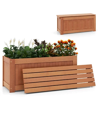 Slickblue Outdoor Plant Container with Seat for Garden Yard Balcony Deck