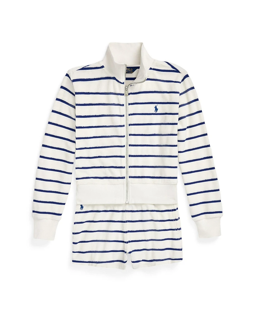 Polo Ralph Lauren Big Girls Striped Cotton Terry Jacket and Shorts Set