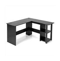 Slickblue L Shaped Corner Computer Desk with Storage Shelves