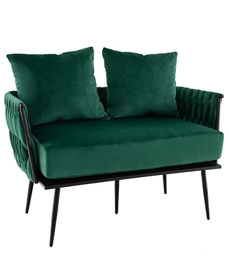 Slickblue Modern Loveseat Sofa Upholstered Dutch Velvet Couch