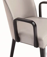 Manhattan Comfort Hillman Leatherette and Velvet Upholstered Beech Wood Dining Armchair