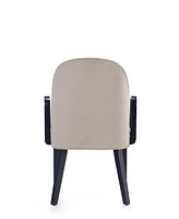 Manhattan Comfort Hillman 2-Piece Leatherette and Velvet Upholstered Beech Wood Dining Armchair