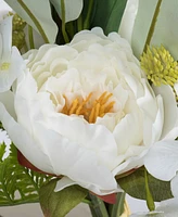 Vickerman 14'' Artificial White Peony Bouquet, Pack of 2