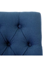 WestinTrends Linen Fabric Tufted Bar Stool (Set of 2