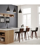 Simpli Home Roland Counter Height Stool in Black Pu Leather