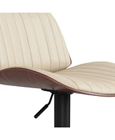 Simpli Home Goulding Adjustable Swivel Bar Stool in Cream Pu Leather