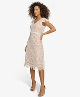 kensie Women's Floral-Lace A-Line Dress