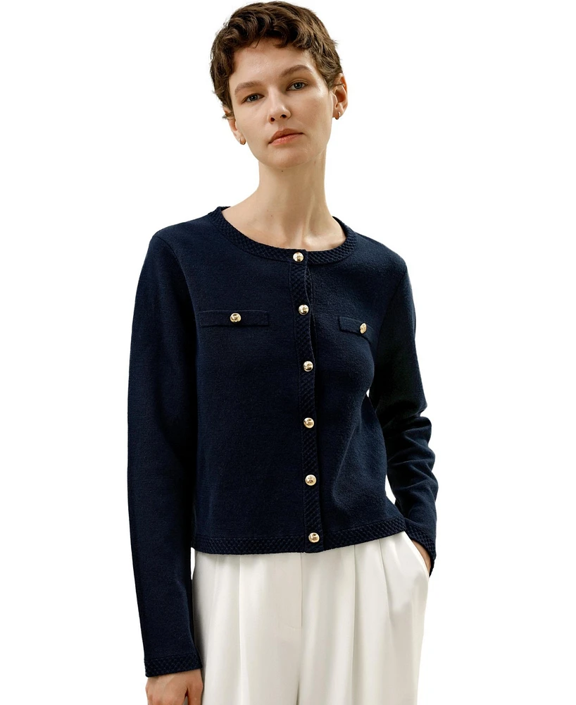 Lilysilk Women's Wool Button-Front Sweater Lady Jacket for Women