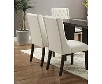 Modern Faux Leather White Tufted Set Of 2 Chairs Dining Seat Chair