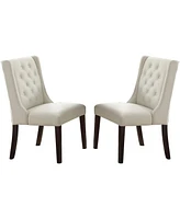 Streamdale Furniture Modern Faux Leather White Tufted Set Of 2 Chairs Dining Seat Chair