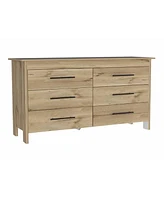 Streamdale Furniture Southington 6-Drawer Rectangle Dresser Light Oak And White