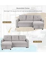 Streamdale Furniture 80.3" Pull Out Sofa Bed Modern Padded Upholstered Sofa Bed, Linen Fabric 3 Seater Couch