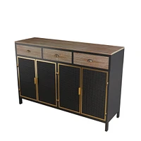 4 Doors Modern Sideboard With 3 Top Drawers, Freestanding Sideboard Storage Cabinet Entryway