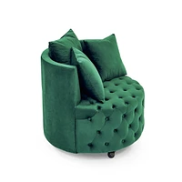 Streamdale Furniture Green velvet swivel chair with 3 pillows & wheels