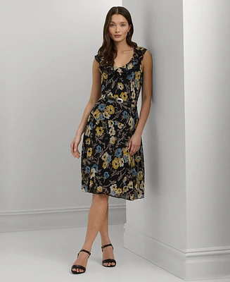 Lauren Ralph Women's Belted Floral A-Line Dress