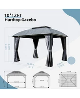 Streamdale Furniture 10'X12' Permanent Hardtop Gazebo with Curtains & Netting