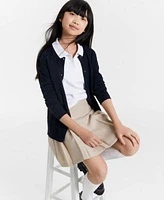 Nautica Big Girls Pointelle Stitching Cardigan Interlock Polo Shirt Pleated Scooter Skort