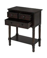 Streamdale Furniture Narrow Console Table, Slim Sofa Table With Three Storage Drawers And Bottom Shelf