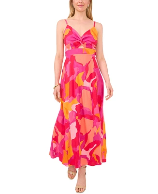 Msk Women's Printed Twist-Front Open-Back Maxi Dress