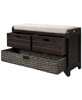 Streamdale Furniture Storage Bench With Removable Basket And 2 Drawers, Fully Assembled Shoe Bench