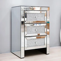 Mirrored Nightstand, Silver Bedside Tables, Mirrored End Table Side Table For Bedroom Living