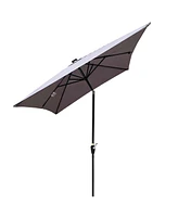 10 X 6.5FT Rectangular Patio Solar Led Lighted Outdoor Umbrellas With Crank And Push Button