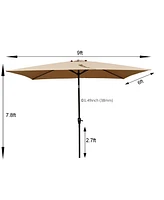 6 X 9FT Patio Umbrella Outdoor Waterproof Umbrella With Crank And Push Button Tilt