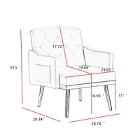 Streamdale Furniture Velvet Armchair With Metal Legs