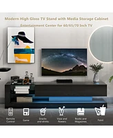 Streamdale Furniture Tv Stand With Two Media Storage Cabinets Modern High Gloss Entertainment Center