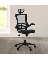 Modern High-Back Mesh Executive Office Chair With Headrest And Flip-Up Arms