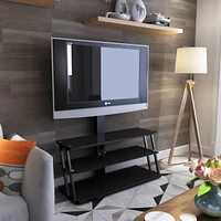 Streamdale Furniture Black Multi-Function Angle And Height Adjustable Tempered Glass Tv Stand