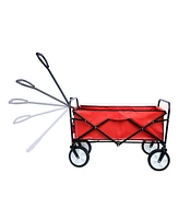 Streamdale Furniture Folding Wagon Garden Shopping Beach Cart (Red)