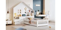 Twin House Bed: Window, Drawers, Shelves, Usb