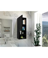 Mila Bathroom Cabinet, Two Interior Shelves, Two External Shelves, Single Door Cabinet - Black