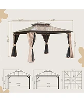 12'x12' Hardtop Gazebo with Polycarbonate Roof & Curtains