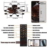 21.7" Ceiling Fan with Remote and Dimmable Light