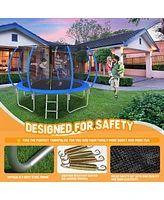 Streamdale Furniture 12 Ft Trampoline Pumpkin-Style Safety Net With Basketball Hoop