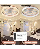 Ceiling Fans With Lights Dimmable Led Embedded Installation Of Thin Modern Ceiling Fans(Rose Gold)