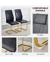 Streamdale Furniture Modern dining chairs with faux leather padded seats, dining room chairs, gold metal leg upholstered chairs, suitable for kitchens