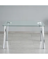 Streamdale Furniture 51.1" Dining Table Set with Clear Glass and Chrome Legs