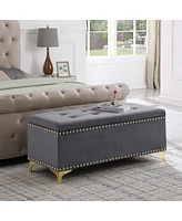 Streamdale Furniture Velvet Benches with Gold Legs, 2-in-1 for Living Room