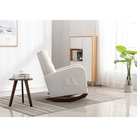 Simplie Fun High Back Rocking Chair Nursery Chair Comfortable Rocker Fabric Padded Seat
