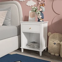 Streamdale Furniture Wooden Nightstand With One Drawer One Shelf For Kids, Adults